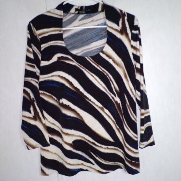 Grace Womens 3/4 Sleeve Pullover Top Size L Stretch Multicolor Career - Picture 1 of 4